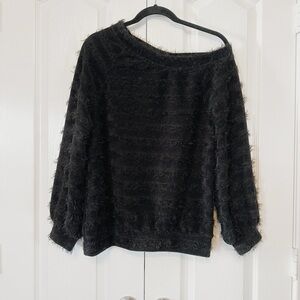 Woman’s 1. State Black Eyelash Off the Shoulder Sweater - XS
